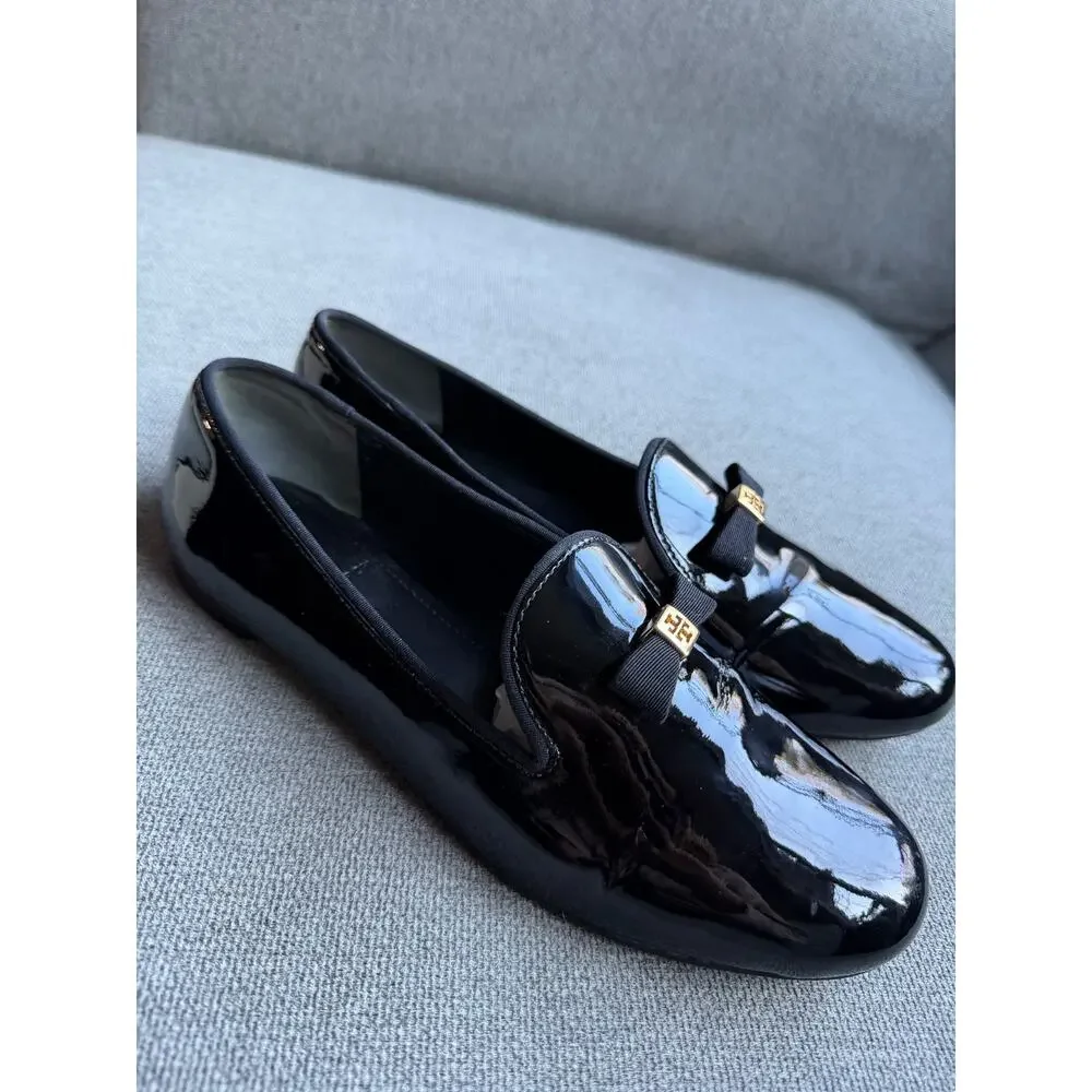 TORY BURCH Chandra Patent Loafer Black Women's 7.5 Preppy